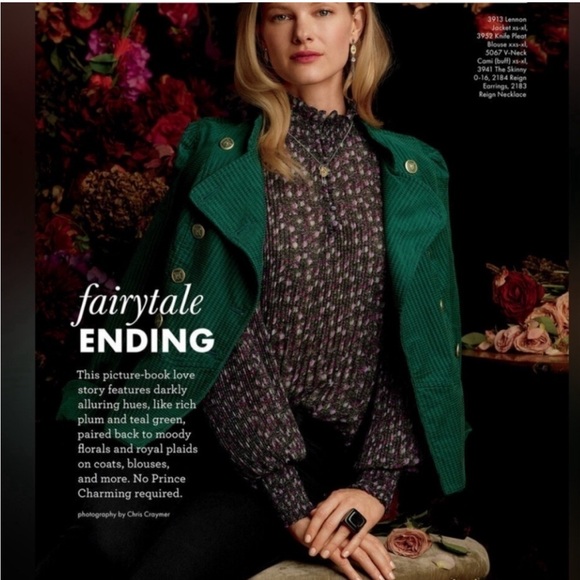 Cabi Pleated Floral Mock Neck Blouse Style 3952, XL - Picture 3 of 8